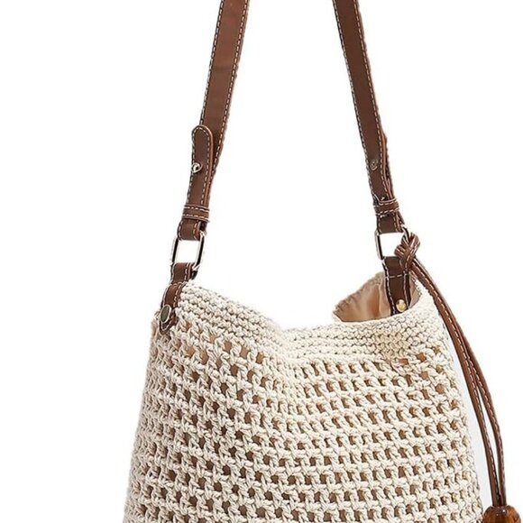 Lightweight Cotton Crochet Tote Bag with Adjustable Strap - Perfect for Travel - Picture 1 of 7